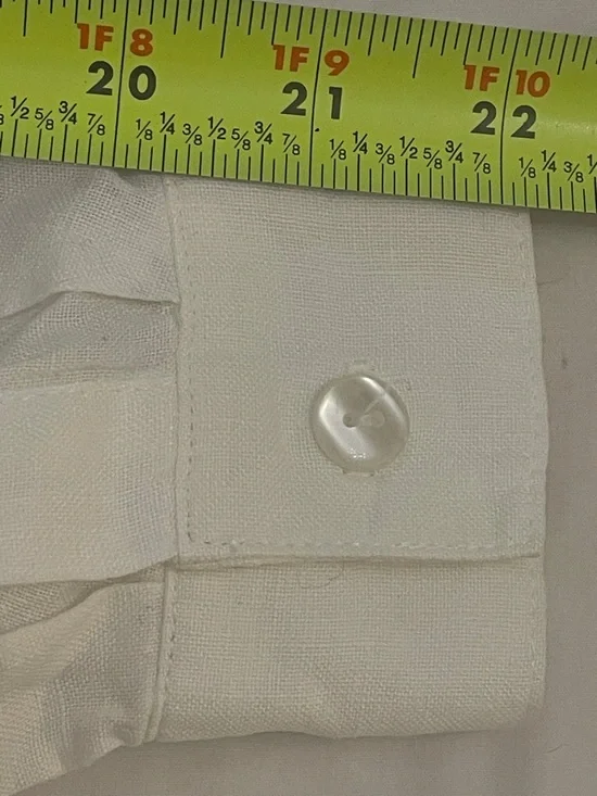 Talbots VTG 90s 100% Irish Linen White Button Down Shirt Womens 14 Utility Pocke - Picture 8 of 11